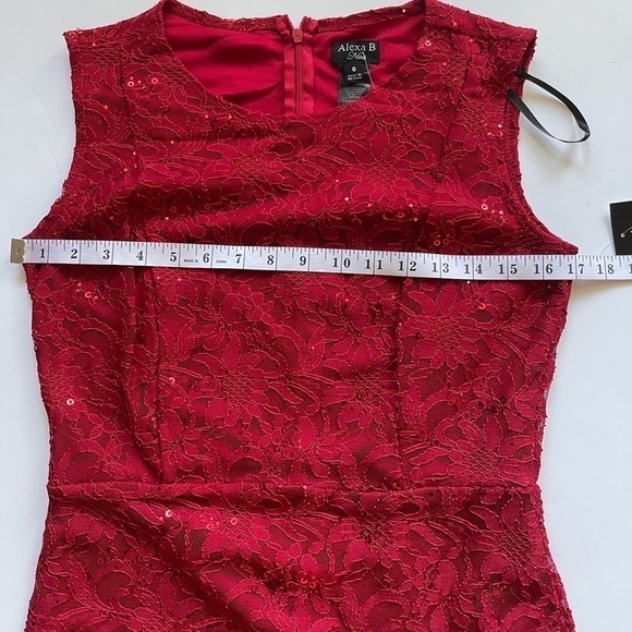 Alexa B Nites Red Formal Evening Holiday Party Prom Dress Lace Glitter Mermaid 6 - Picture 12 of 16